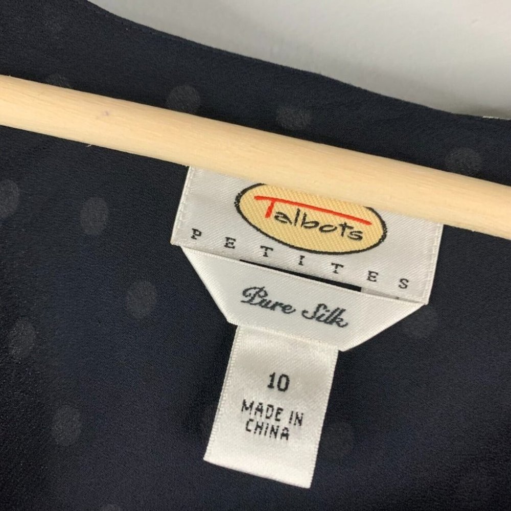Talbots Polka Dot Sleeveless 100% Silk Midi Dress 10 Petites - Picture 5 of 12
